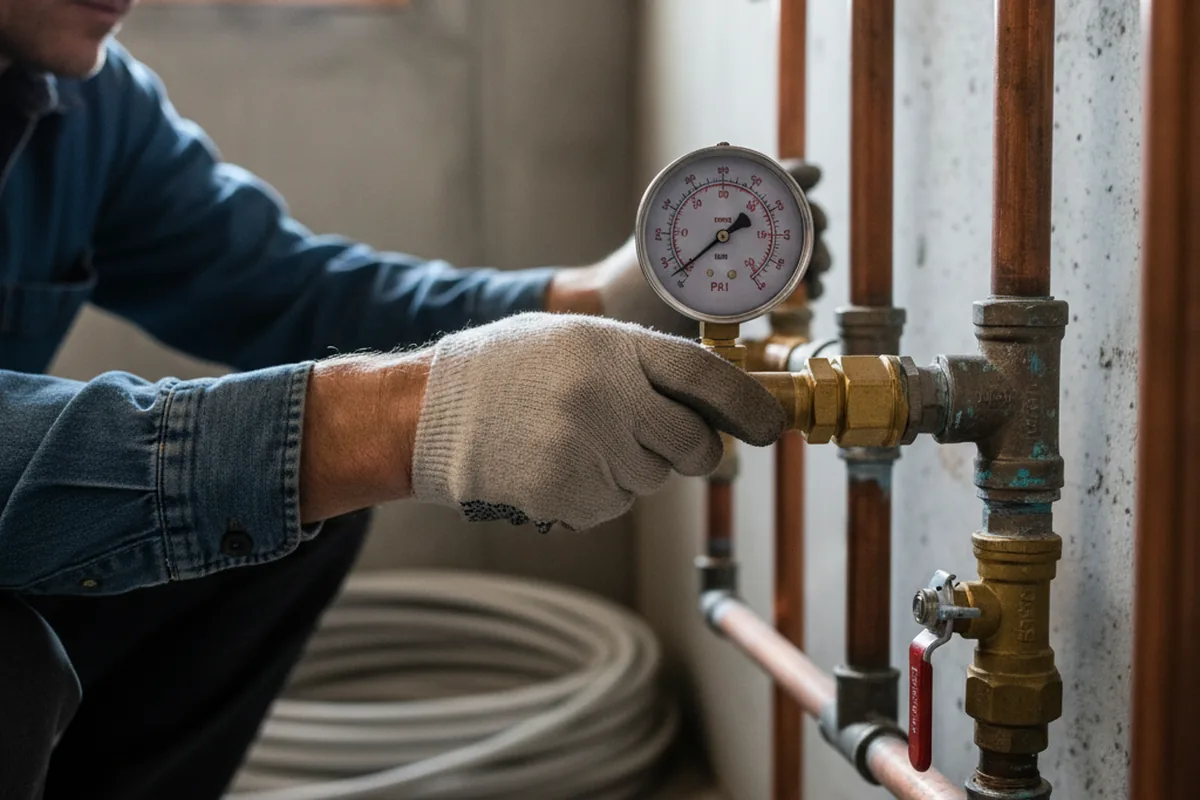 Pressure testing a repaired line during Water Line Repair in Hilton